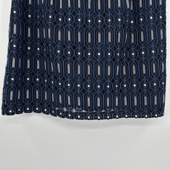 Ann Taylor Loft Blue Circuit Lace Pocket Skirt Blue Black Geometric Womens Sz 6 - Picture 11 of 12